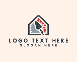 Brick Cement House Construction Logo