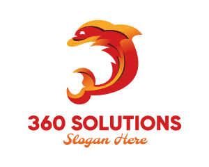 Orange Flame Dolphin logo design