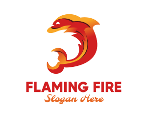 Flaming - Orange Flame Dolphin logo design