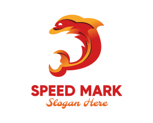 Orange Flame Dolphin logo design