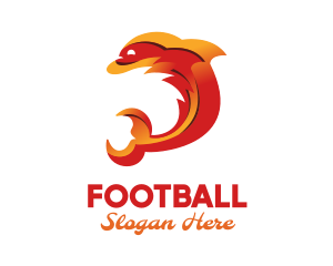 Fish - Orange Flame Dolphin logo design