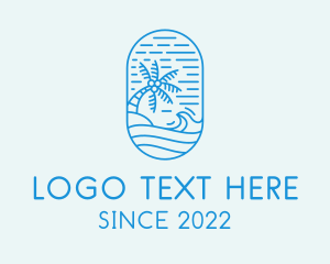Palm Tree - Wave Beach Resort Shore logo design