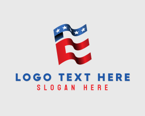 Stars And Stripes - American Patriot Letter E logo design
