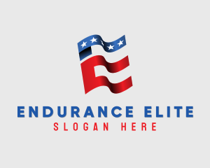 American Patriot Letter E logo design