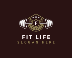 Gym Fitness Barbel logo design