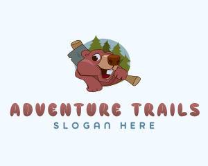 Squirrel Camping Adventure logo design