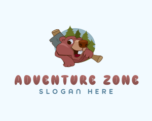 Squirrel Camping Adventure logo design