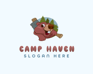 Squirrel Camping Adventure logo design