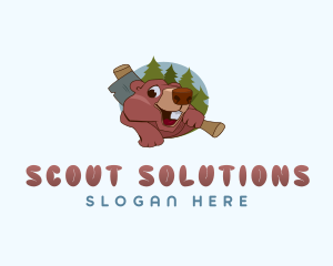 Squirrel Camping Adventure logo design