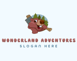 Squirrel Camping Adventure logo design