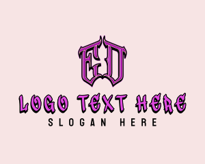 Tattoo Artist - Gothic Letter ED Monogram logo design