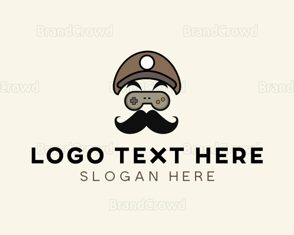 Gamepad Mustache Man Logo