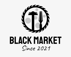 Black Woodwork Tools  logo design