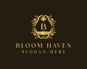 Luxury Floral Crest logo design