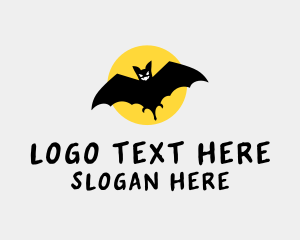 Midnight - Halloween Moon Bat logo design