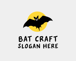 Bat - Halloween Moon Bat logo design