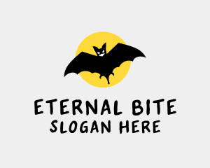 Halloween Moon Bat logo design