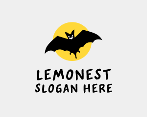 Naughty - Halloween Moon Bat logo design