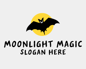 Midnight - Halloween Moon Bat logo design