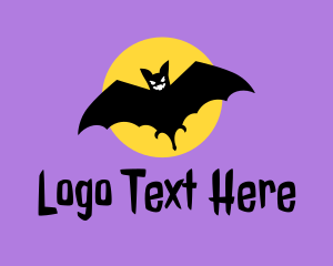 Bat - Halloween Moon Bat logo design