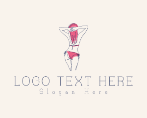 Swimsuit - Pink Feminine Bikini logo design