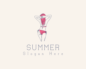 Pink Feminine Bikini logo design