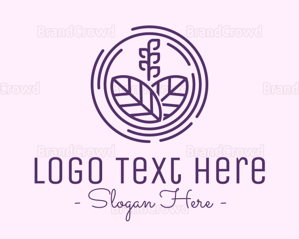 Purple Outline Leaves Logo