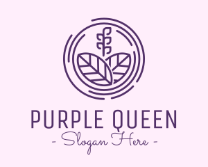 Purple Outline Leaves logo design