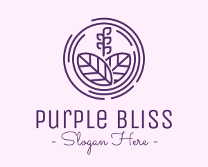 Purple Outline Leaves logo design