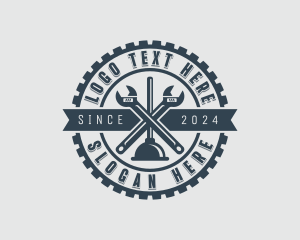 Maintenance - Plunger Wrench Plumbing logo design