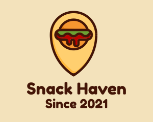 Burger Location Pin logo design