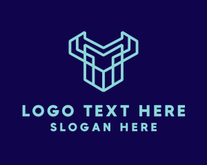 Geometric - Bull Horn Shield logo design