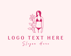 Waxing - Floral Pink Lingerie Woman logo design
