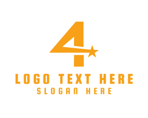 Number 4 - Shooting Star Number 4 logo design