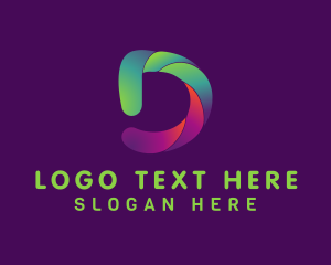 Gradient Tech Letter D logo design