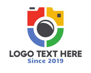 Lens - Colorful Camera Badge logo design