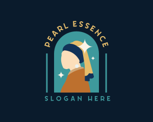 Pearl - Girl Pearl Earrings Art logo design