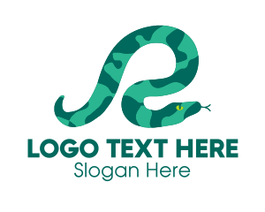 Viper - Green Snake Letter R logo design