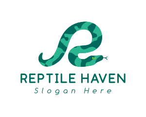 Green Snake Letter R logo design
