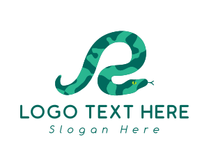 Snake - Green Snake Letter R logo design