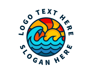 Tropical - Sunny Beach Ocean Wave logo design