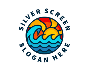 Sunny Beach Ocean Wave Logo