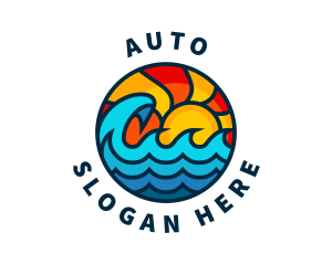 Sunny Beach Ocean Wave Logo