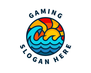 Sunny Beach Ocean Wave Logo