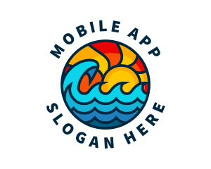 Sunny Beach Ocean Wave Logo