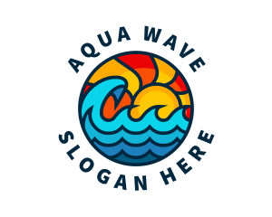 Sunny Beach Ocean Wave logo design