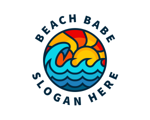 Sunny Beach Ocean Wave logo design