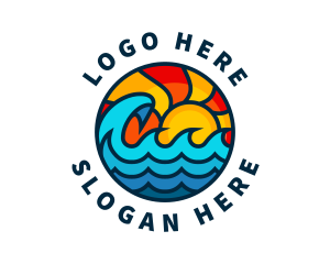 Beach - Sunny Beach Ocean Wave logo design