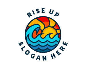 Sunny Beach Ocean Wave logo design