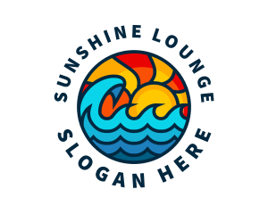 Sunny Beach Ocean Wave logo design